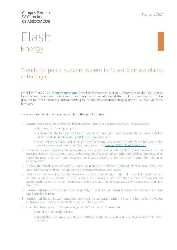 Trends for public support system to forest biomass plants in Portugal