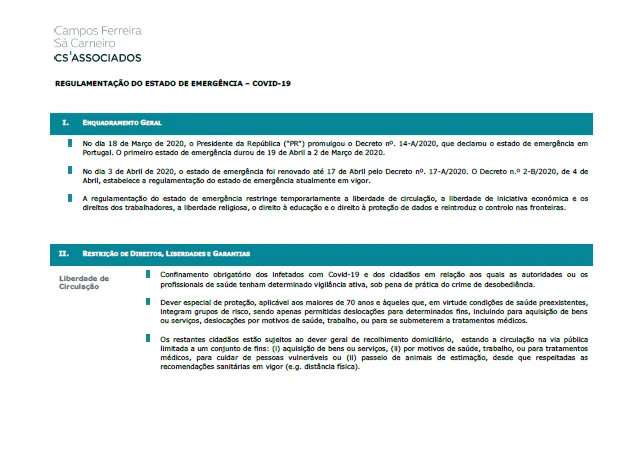 Regulamentação governamental da renovação do estado de emergência 