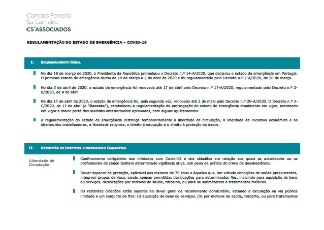 Regulamentação governamental da segunda renovação do estado de emergência