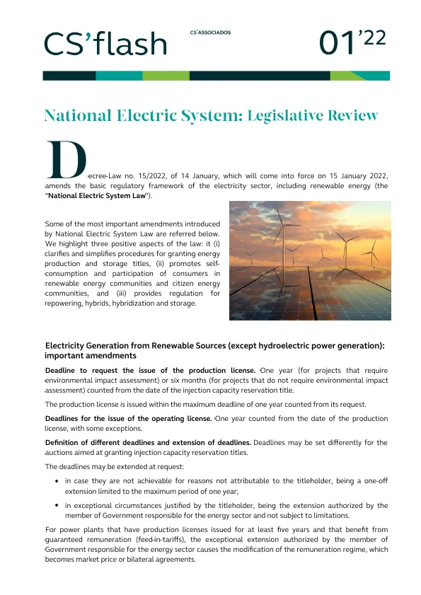 National Electric System: Legislative Review 