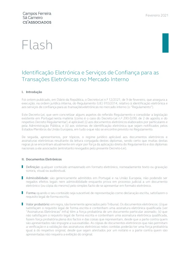 Identificação Eletrónica e Serviços de Confiança para as Transações Eletrónicas no Mercado Interno