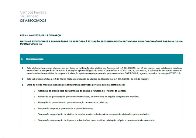 Exceptional and temporary measures in response to the epidemiological situation of Covid-19