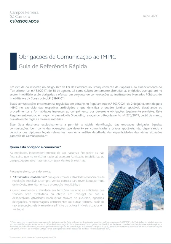 Obrigações de Comunicação ao IMPIC - Guia de Referência Rápida