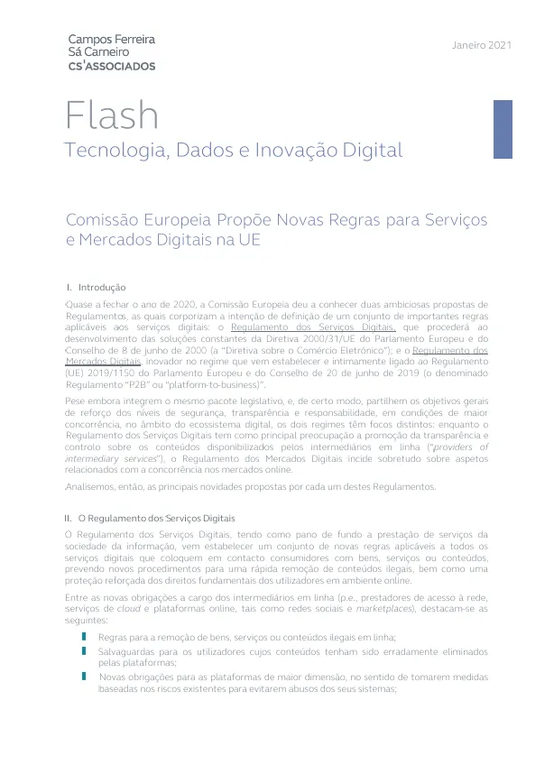 Comissão Europeia Propõe Novas Regras para Serviços e Mercados Digitais na UE