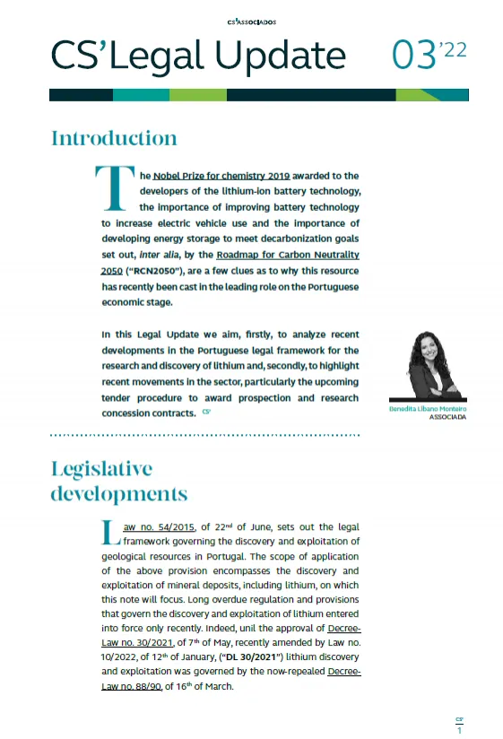 Latest developments in the legal framework applicable to lithium exploration and dynamics within the sector